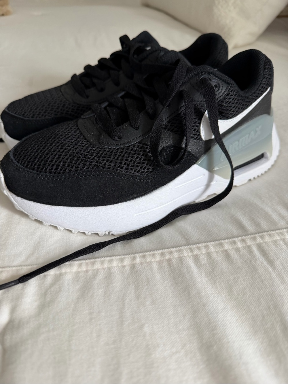 Nike Women's Black and White Mesh Platform Sneakers